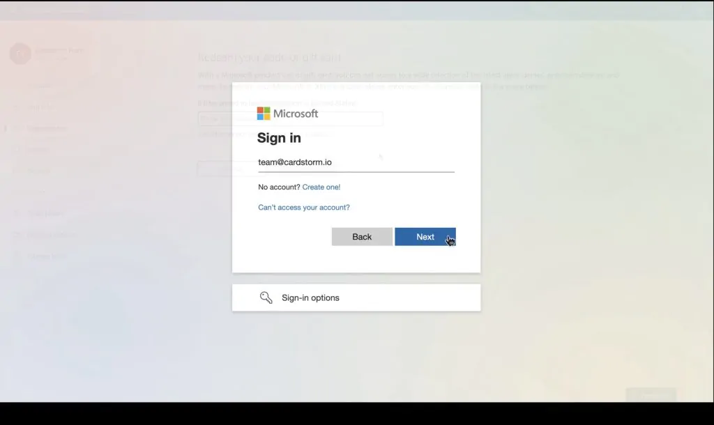 Log in your account
